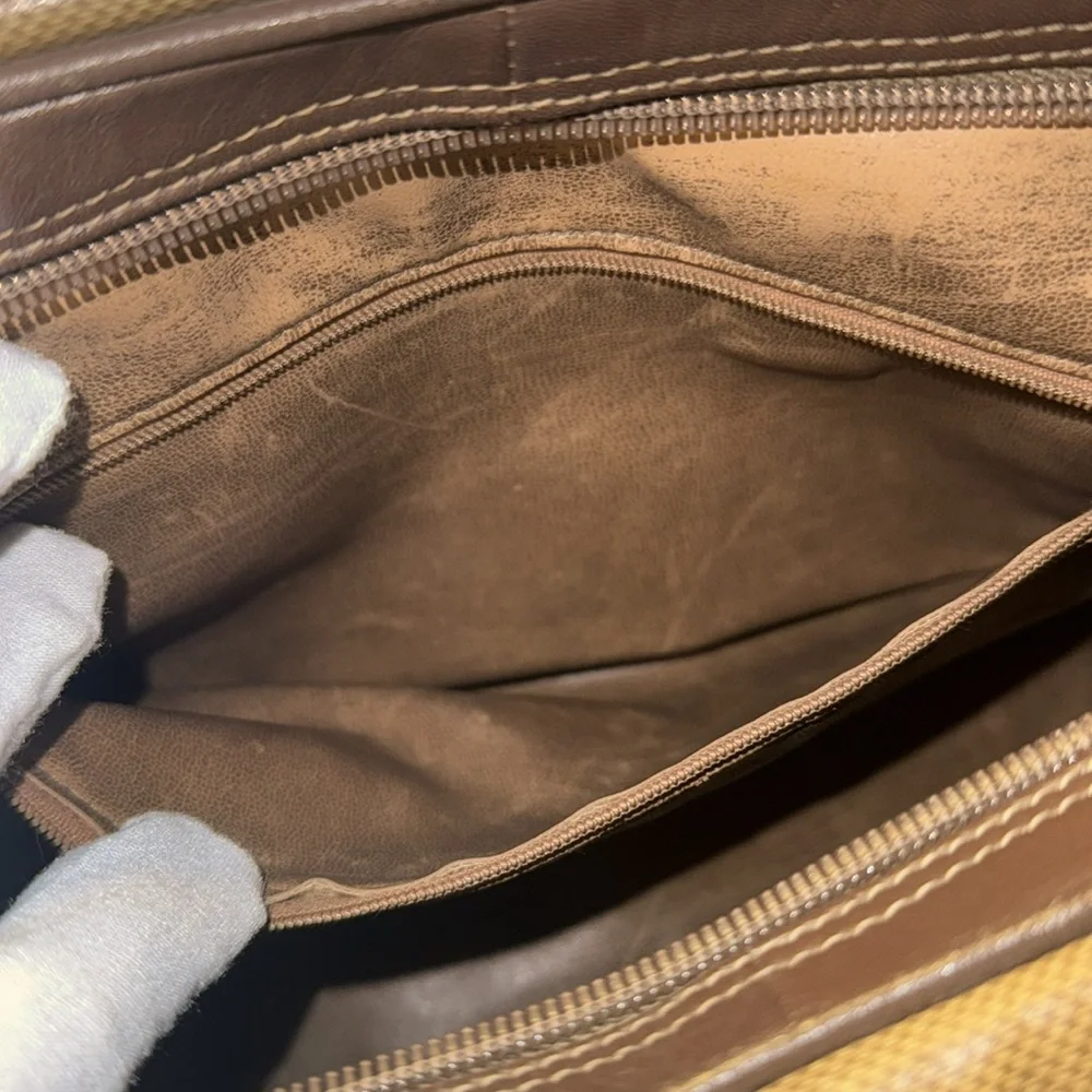 90s VTG Burberrys Boston Duffle Travel Bag Brown Leather Monogram Bag Italy Used - Picture 9 of 16